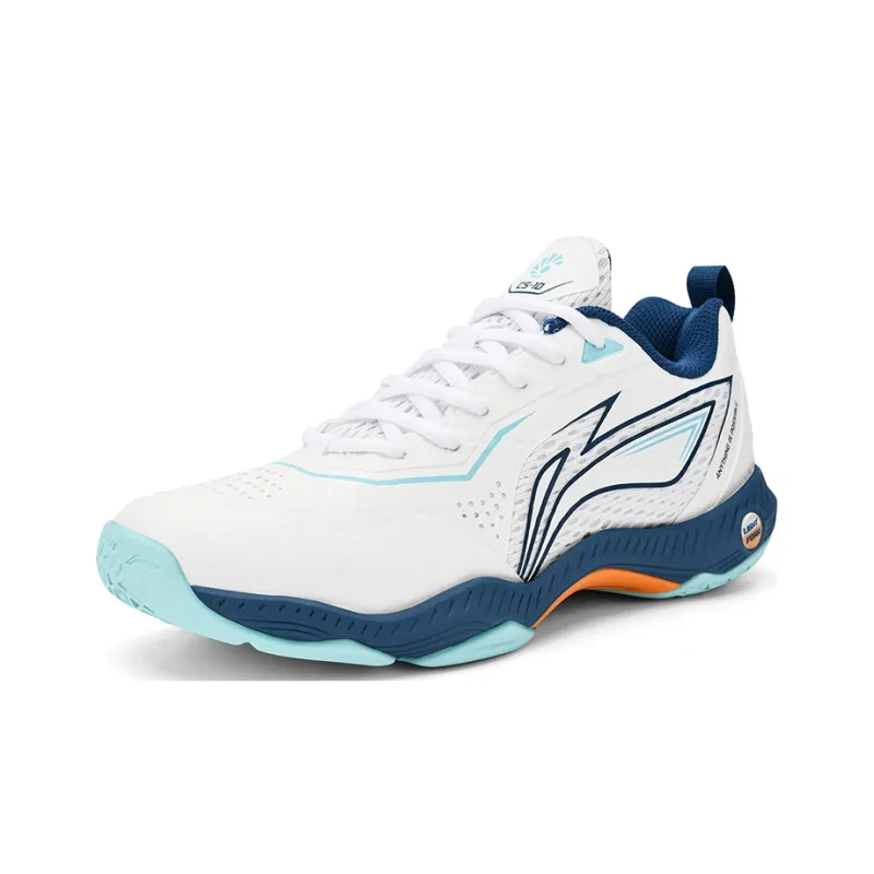 LiNing Anti Slip Wear Resistant Breathable Coverage Low Top Badminton Shoes Unisex White New Denim Blue-1