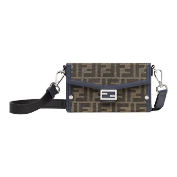 FENDI BaguetteTrunk Cloth Crossbody Bag Shoulder Bag Men's Brown