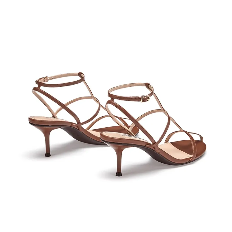 73Hours Genius Scale Roman Sandals 6cm Women's Red Brown-5