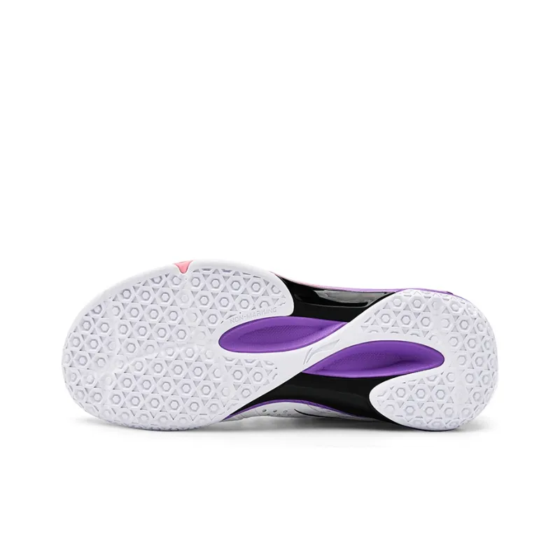 LiNing Anti Slip Wear Resistant Breathable Coverage Low Top Badminton Shoes Unisex White Black-4
