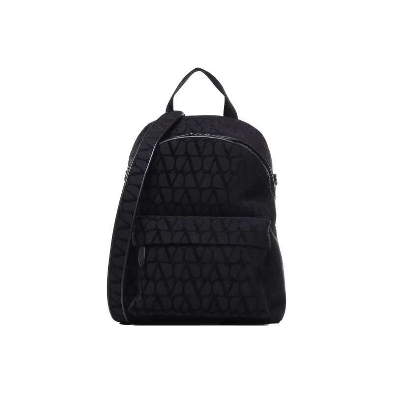 Valentino Fabric With Leather Backpack Men's Black-0