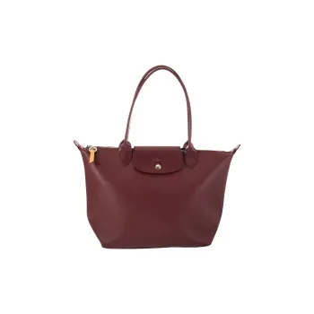 LONGCHAMP Le Pliage City Coated Canvas With Leather Dumpling Bag Handbag Shoulder Bag Women's Dark Purple