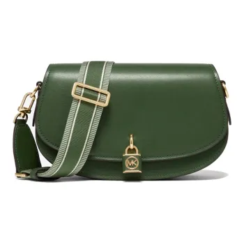 MICHAEL KORS Mila Leather Messenger Bag, Saddle Bag, Shoulder Bag, Crossbody Bag Medium Size Jasper