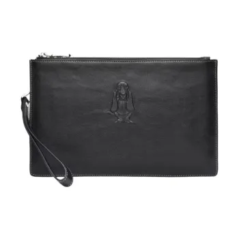 Hush Puppies Cow Leather Clutch Zip Bag Clutch Regular Men's Black