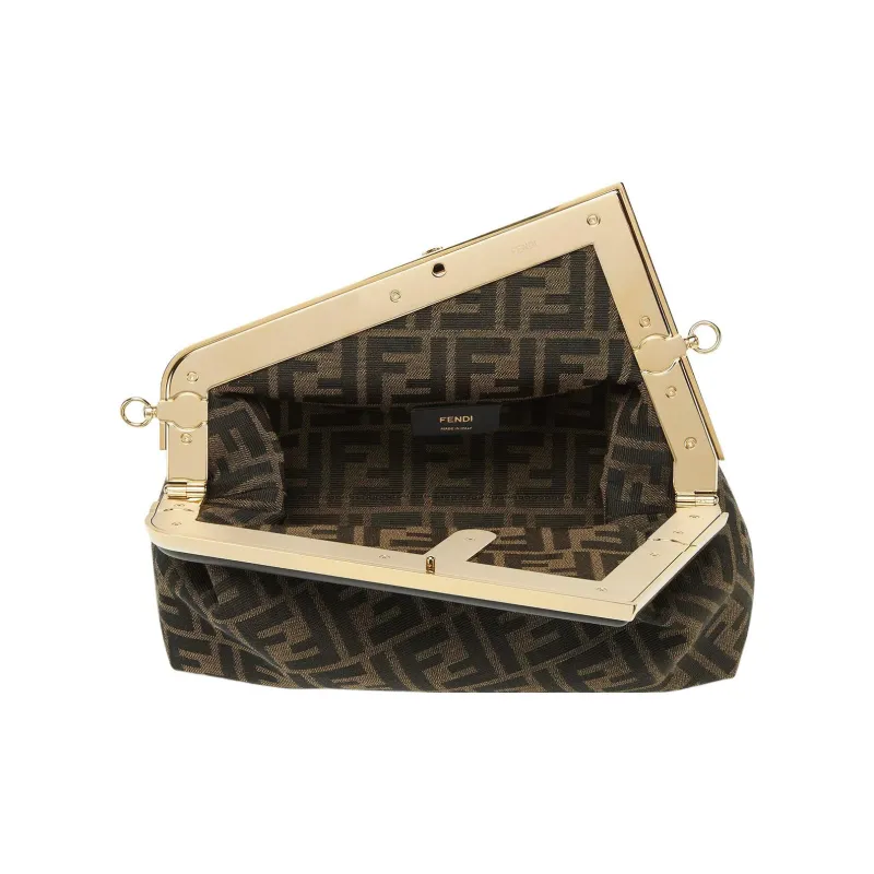 FENDI First Jacquard Fabric One Shoulder Crossbody Clutch Regular Women's Brown-2