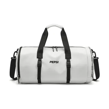 Pepsi Waterproof PU Portable One Shoulder Crossbody Gym Bag Luggage Travel Bag Large Size Unisex Black/White