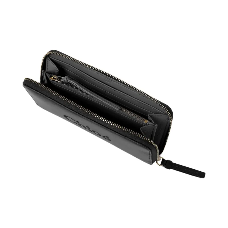 Chloe Shiny Calfskin Wallet Women's Black-2
