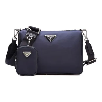 PRADA Saffiano Leather Messenger Bag Briefcase Shoulder Bag Crossbody Bag Regular Men's Blue