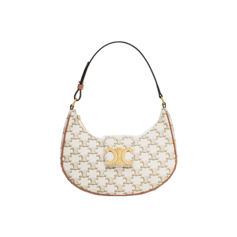 CELINE AVATriomphe Canvas With Calfskin Handbag Shoulder Bag Regular Women's White-0