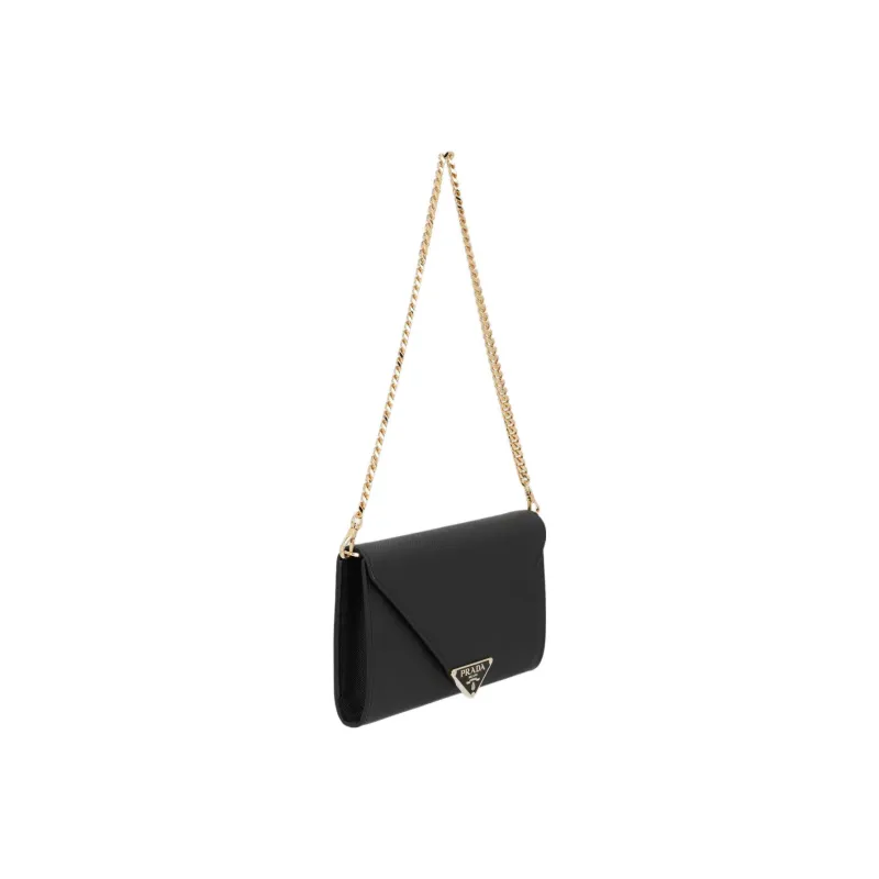 PRADA Leather Portable One Shoulder Wallet Women's Black-1