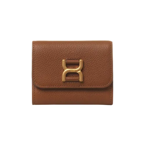 Chloe Marcie Grain Calfskin Card Holder, Wallet Trumpets Women's Tan