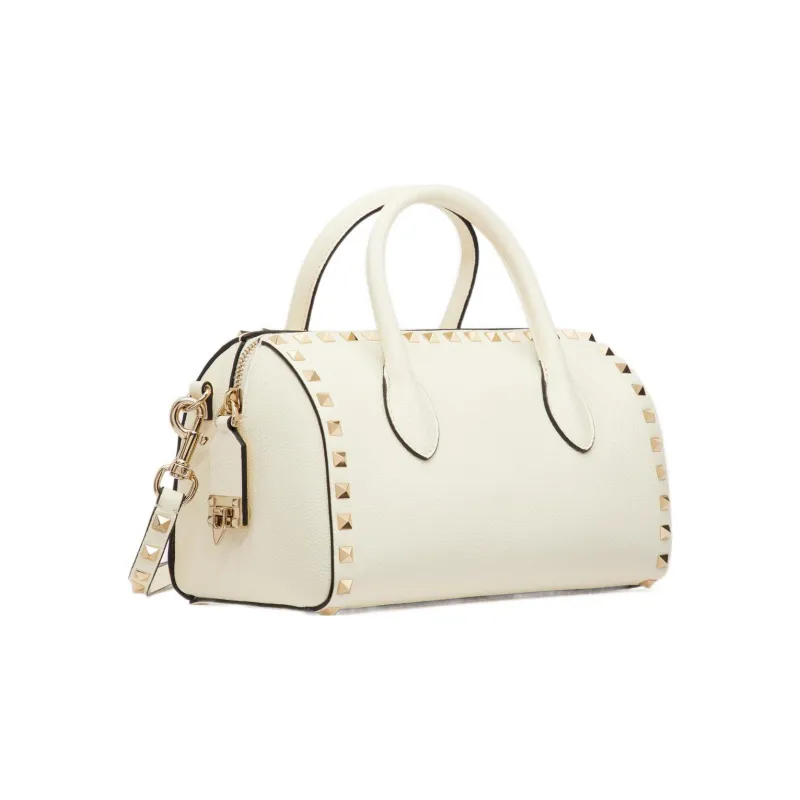Valentino ROCKSTUD Grained Calfskin Shoulder Bag, Crossbody Bag, Handbag Regular Women's White-1