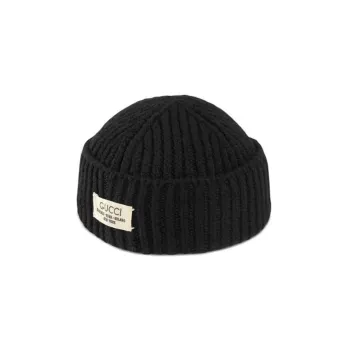 GUCCI Wool Polyamide Beanies Men's Black