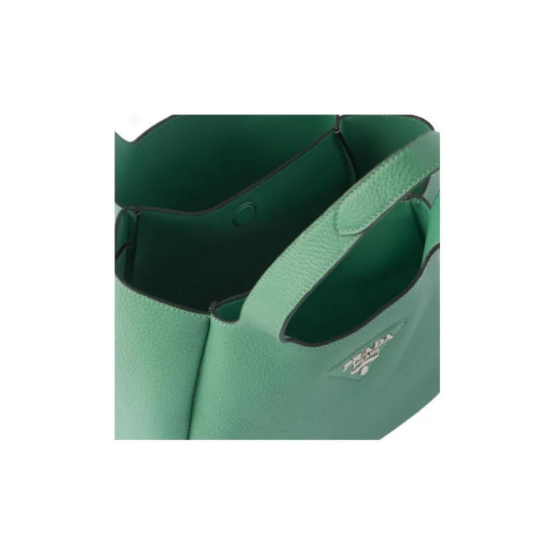 PRADA Leather Basket Bag Tote Bag Shopping Bag Handbag Women's Green-3