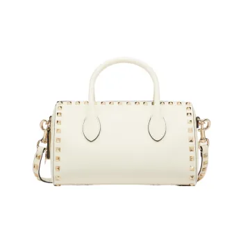 Valentino ROCKSTUD Grained Calfskin Shoulder Bag, Crossbody Bag, Handbag Regular Women's White