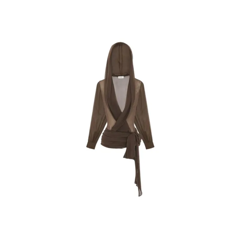 SAINT LAURENT Hooded Wrap Blouse-1