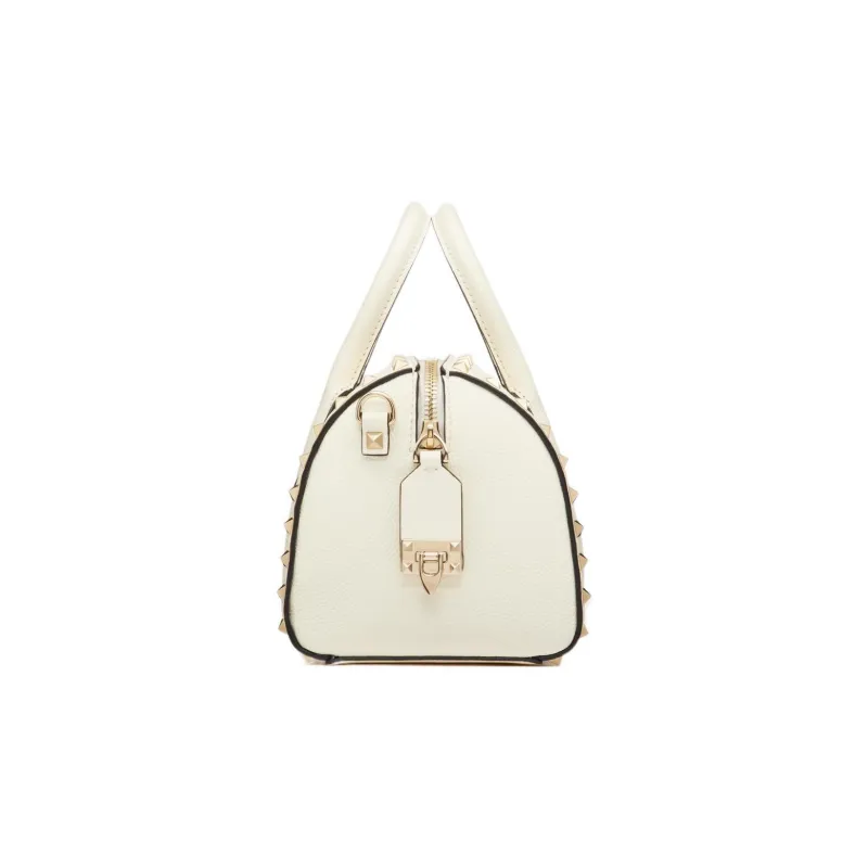 Valentino ROCKSTUD Grained Calfskin Shoulder Bag, Crossbody Bag, Handbag Regular Women's White-2