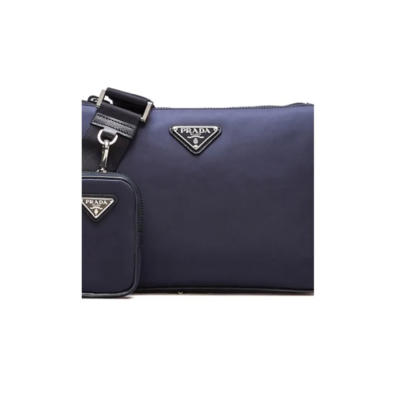 PRADA Saffiano Leather Messenger Bag Briefcase Shoulder Bag Crossbody Bag Regular Men's Blue-4
