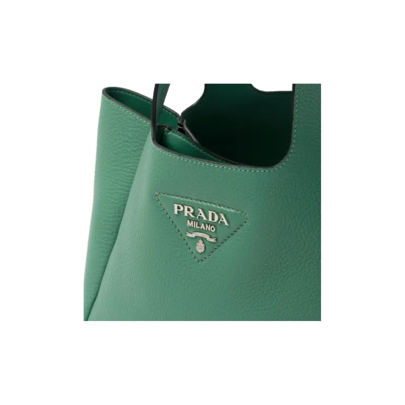 PRADA Leather Basket Bag Tote Bag Shopping Bag Handbag Women's Green-4