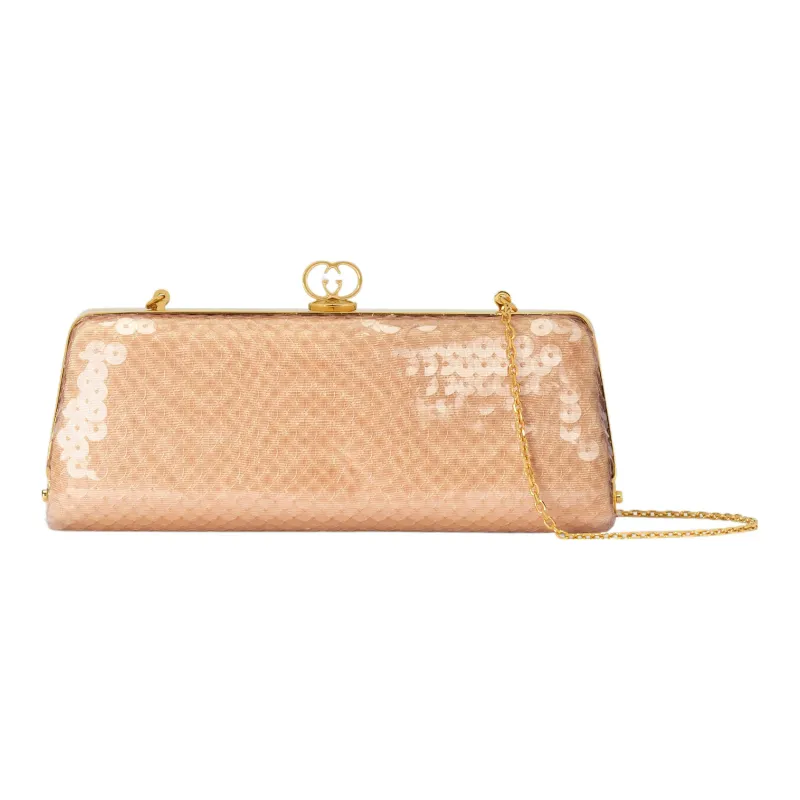 GUCCI Broadway Fabric Evening Party Clutch Small Size Women's Beige-0