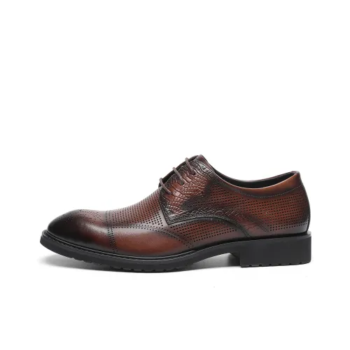 TRUMPPIPE Dress Shoes Men Low-Top Light Brown