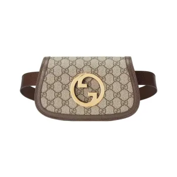 GUCCI Blondie Canvas With Leather Canvas Bag Fanny Pack Women's Ebony