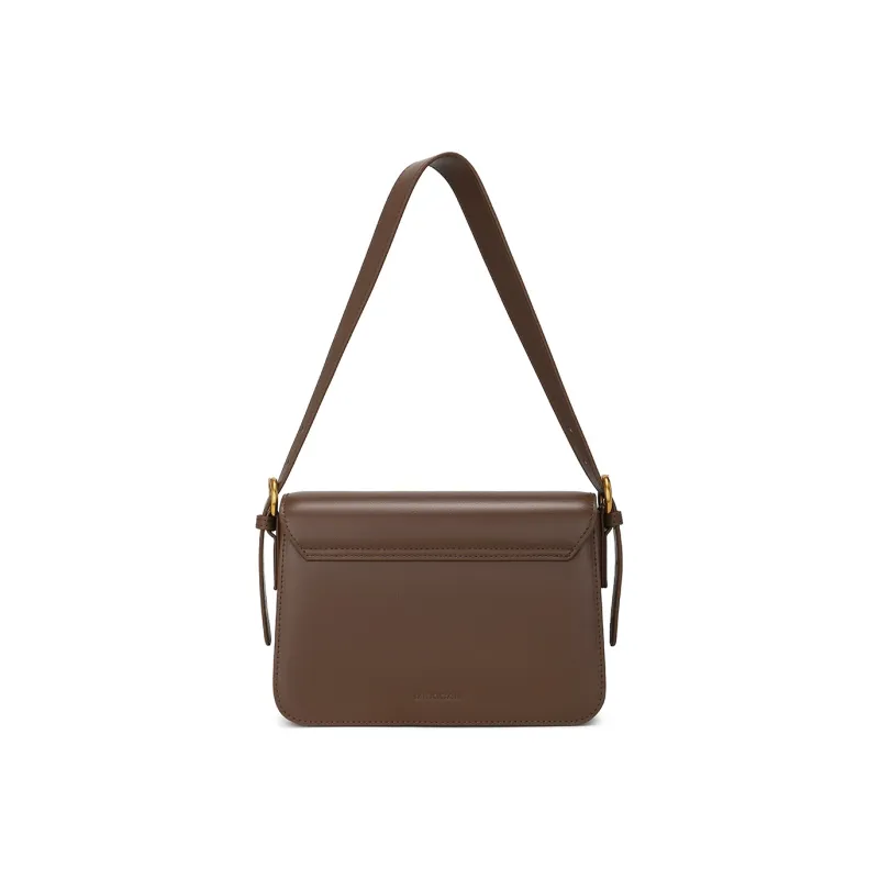 MEXICAN Cow Leather With Synthetic Leather Tofu Bag Shoulder Bag Women's Coffee/Apricot-2