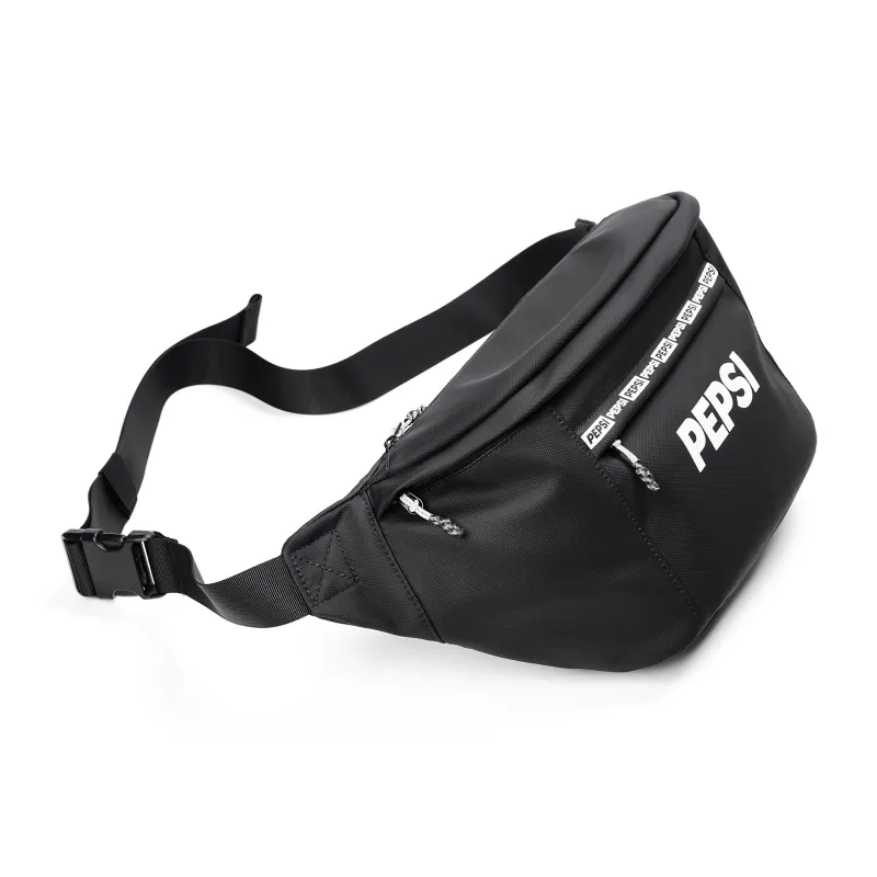 Pepsi Water Repellent PU Shoulder Bag, Crossbody Bag, Sling Bag, Fanny Pack Regular Unisex Black/White-2