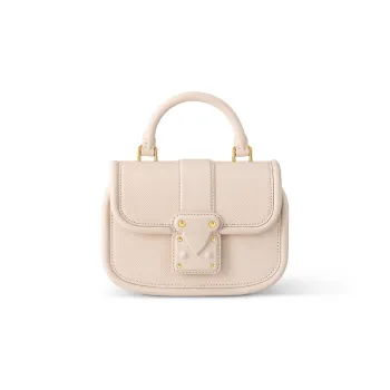 LOUIS VUITTON Pia Grained Cow Leather Shoulder Bag Crossbody Bag Handbag Women's Beige