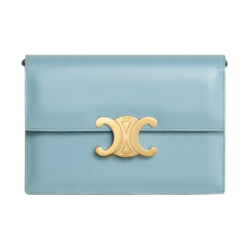 CELINE Shiny Cow Leather Crossbody Bag, Shoulder Bag Women's California Blue