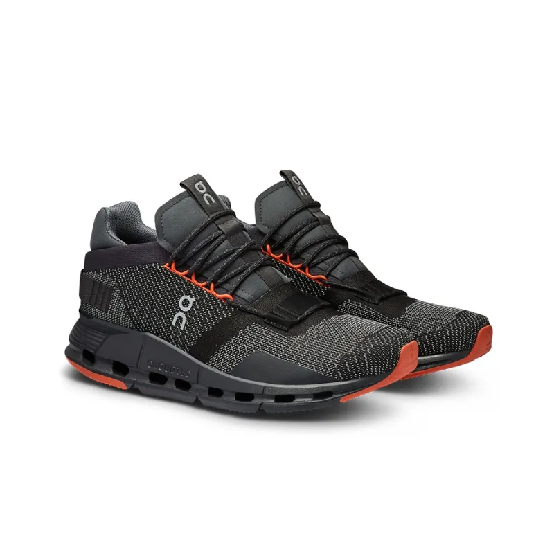 On Cloudnova Slip-Resistant Low-Top Casual Shoes Men's Black Orange Red-2