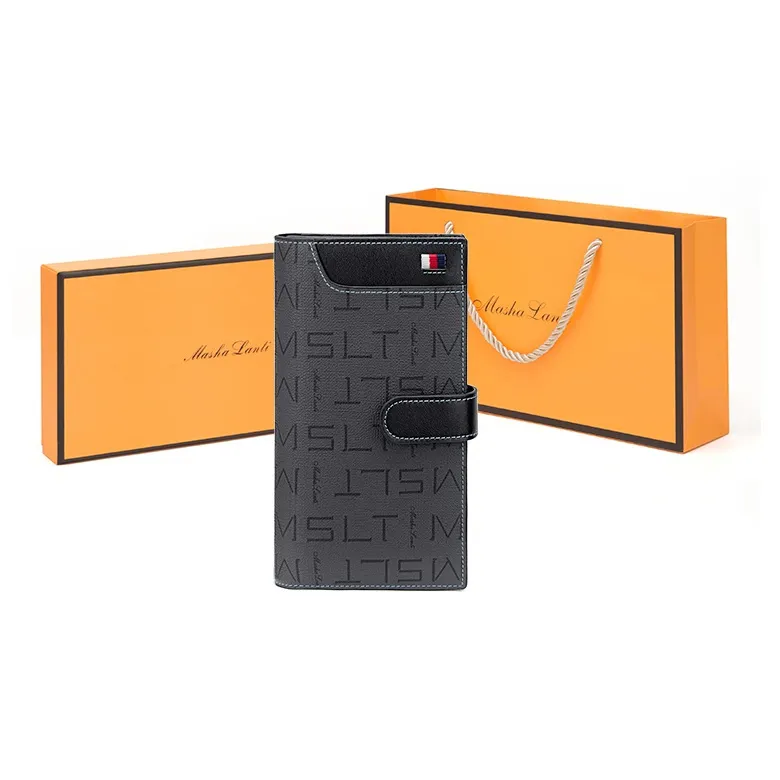 MashaLanti Synthetic Leather Business Document Bag Card Holder Wallet Regular Men's Dark Gray-0