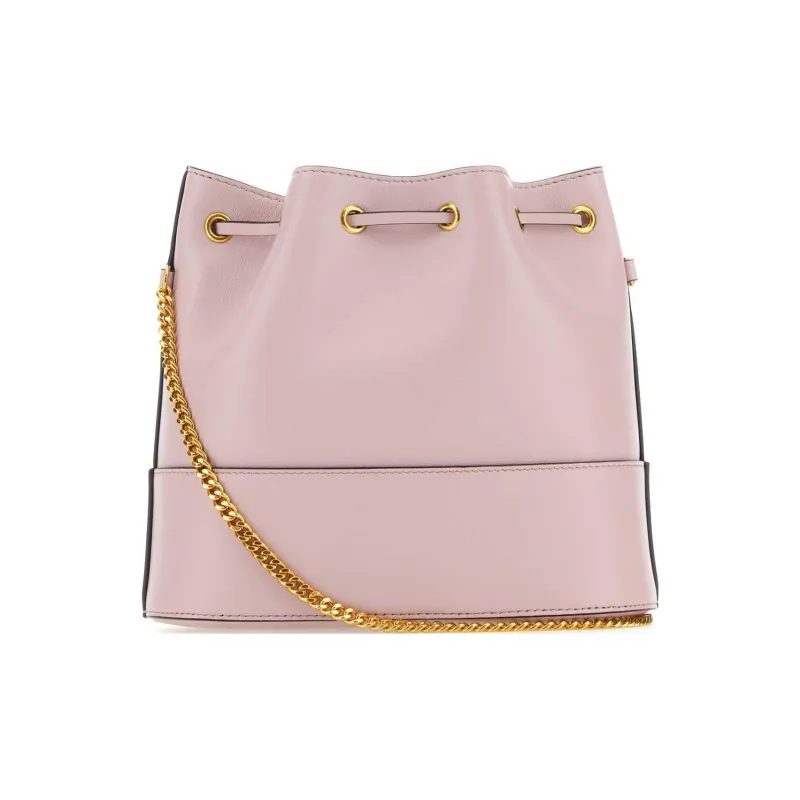 Valentino Vlogo Leather Bucket Bag Shoulder Bag, Crossbody Bag Mini Women's Pink-2