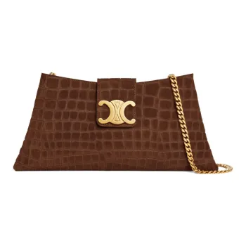 CELINE WilternTriomphe Cow Leather Suede Handbag Shoulder Bag Women's Brown