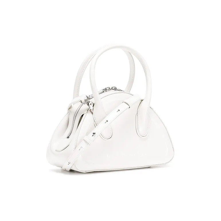 Lost In Echo Cow Leather Bowling Ball, Shoulder Bag, Handbag Trumpets Women's White-5