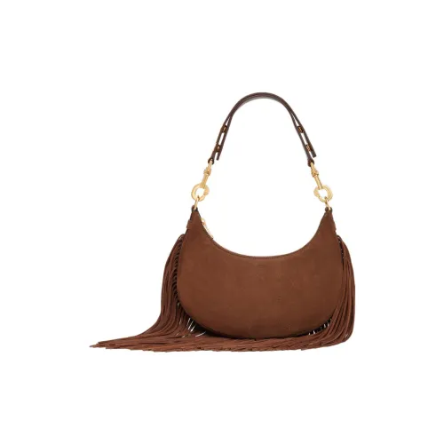 CELINE AVA Cow Leather Suede Handbag Shoulder Bag Medium Size Women's Brown