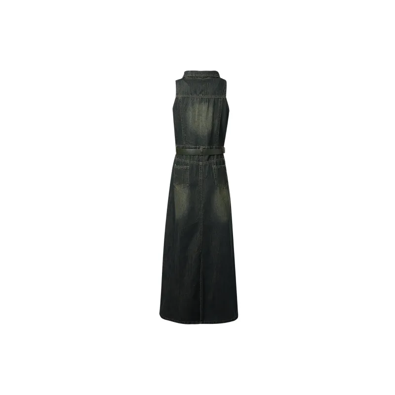 QYPRF Sleeveless Dresses Women's Vintage Blue-1