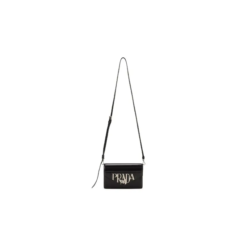 PRADA Leather Crossbody Bag Shoulder Bag Women's Black-1