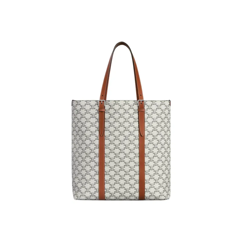 CELINE Cabas Cow Leather Binding Tote Bag, Shopping Bag, Handbag Regular Men's Tan/Light Umber-3