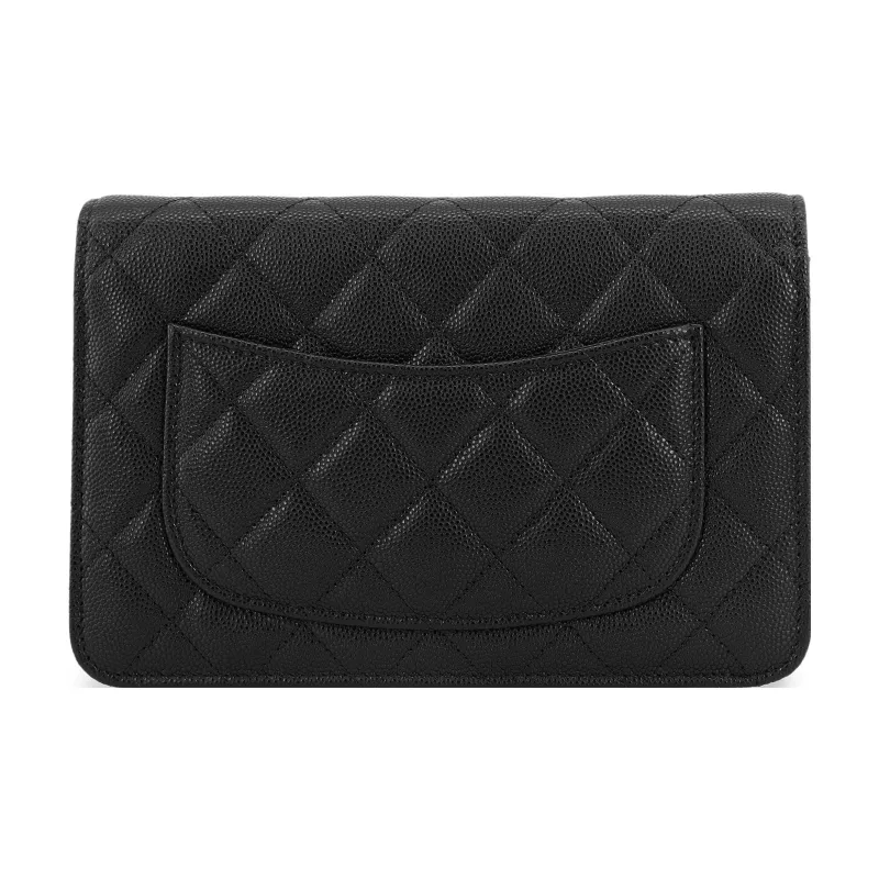 CHANEL Grain Calfskin Rhinestone Shoulder Bag, Crossbody Bag, Wallet Women's Black-2