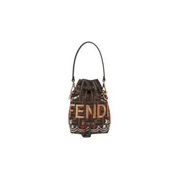 FENDI Mon Tresor Calfskin Bucket Bags Shoulder Bag Crossbody Bag Handbag Small Size Women's Brown