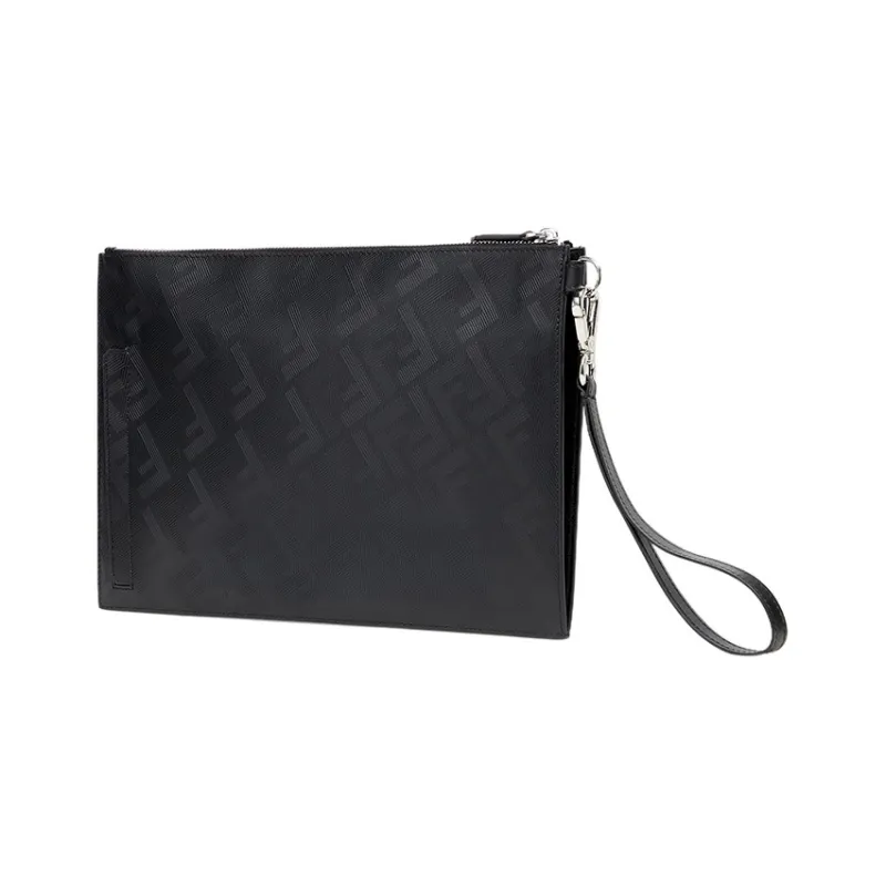 FENDI Calfskin Clutch Regular Men's Black-1