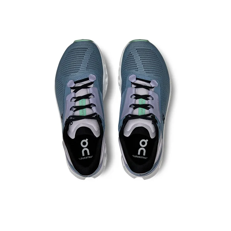 On Cloudstratus 3 Slip Resistant Low Top Running Shoes Women's Gray Blue Metal Gray-3