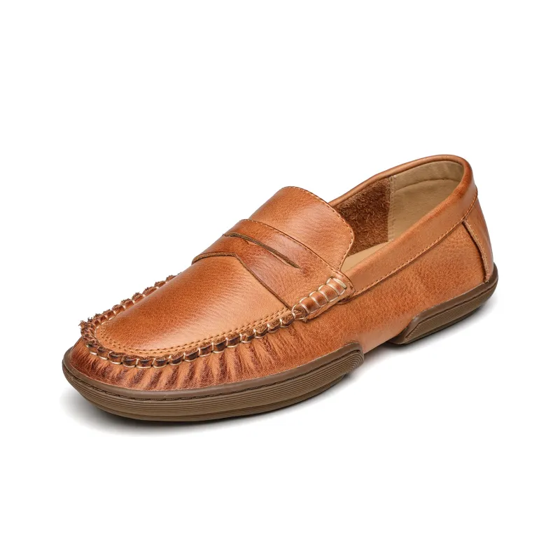 DIENGRLEY Loafers Men Low Top Coffee/Earth Yellow-4