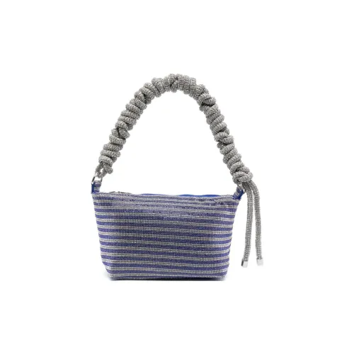 KARA Embellished Mesh Phone Cord Zipped Shoulder Bag