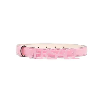 VERSACE Logo Embellished Hook Leather Belts Women's Pink Width: 2CM