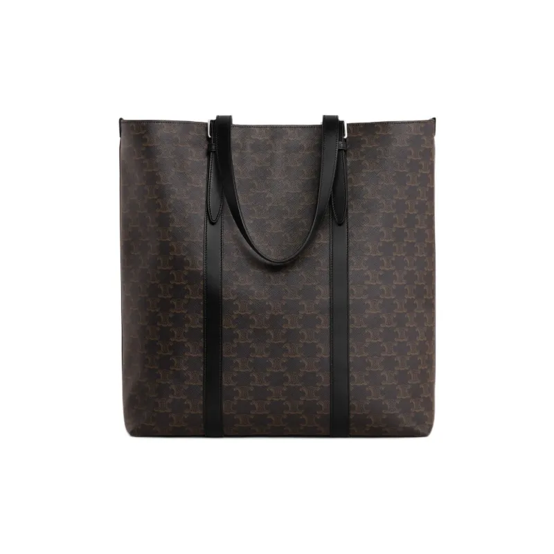 CELINE Cabas Cow Leather Binding Tote Bag Shopping Bag Handbag Men's Black-2