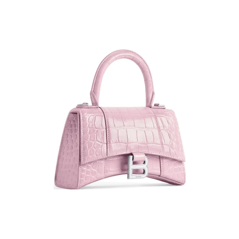 Balenciaga Hourglass Cow Leather Handbag Extra Small Women's Pink-2