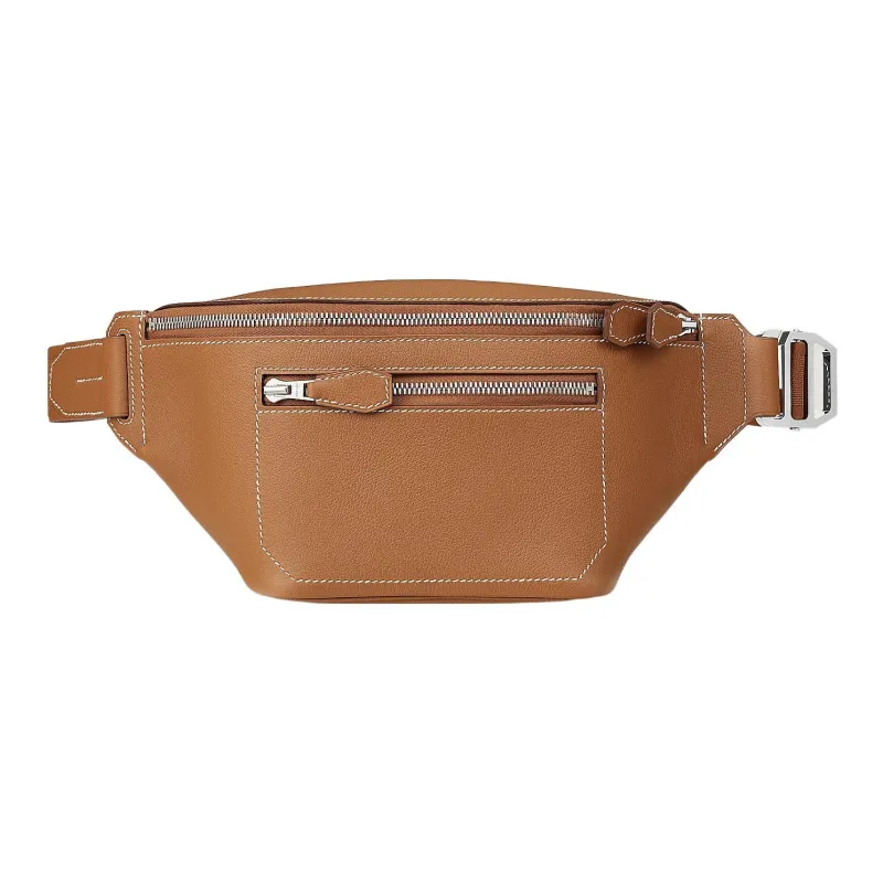 HERMES Cityslide Evercolor Leather Fanny Pack Women's Brown-0