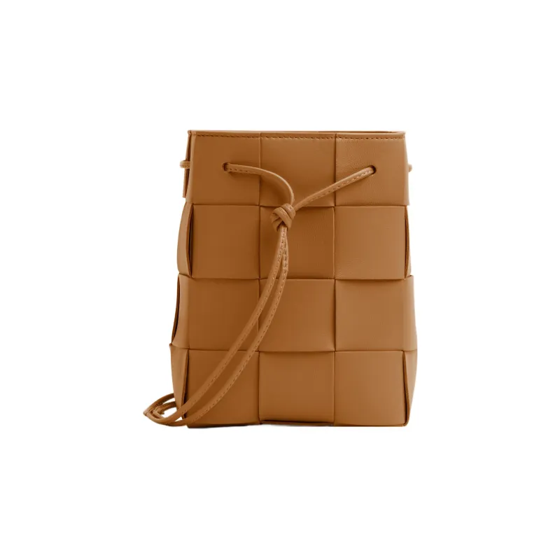 Bottega Veneta CASSETTE Sheepskin Bucket Bag, Shoulder Bag, Crossbody Bag Trumpets Women's Camel-1
